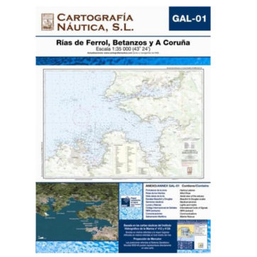 Carta náutica: Rías de Ferrol- Betanzos y Coruña. (1:35.000)