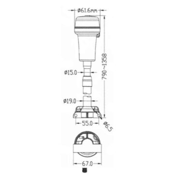 Luz de Tope Led-360º + Bicolor - extraible-(15-79 a 145 cm)–a pilas– - Imagen 2