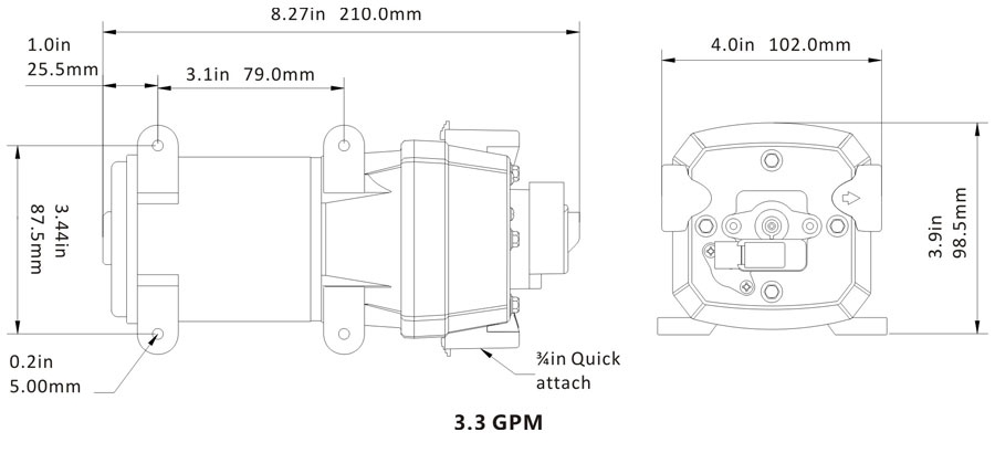 Bomba autoaspirante cuatro membranas SINGFLO- 17 lt/min–12 ó 24v - Imagen 2